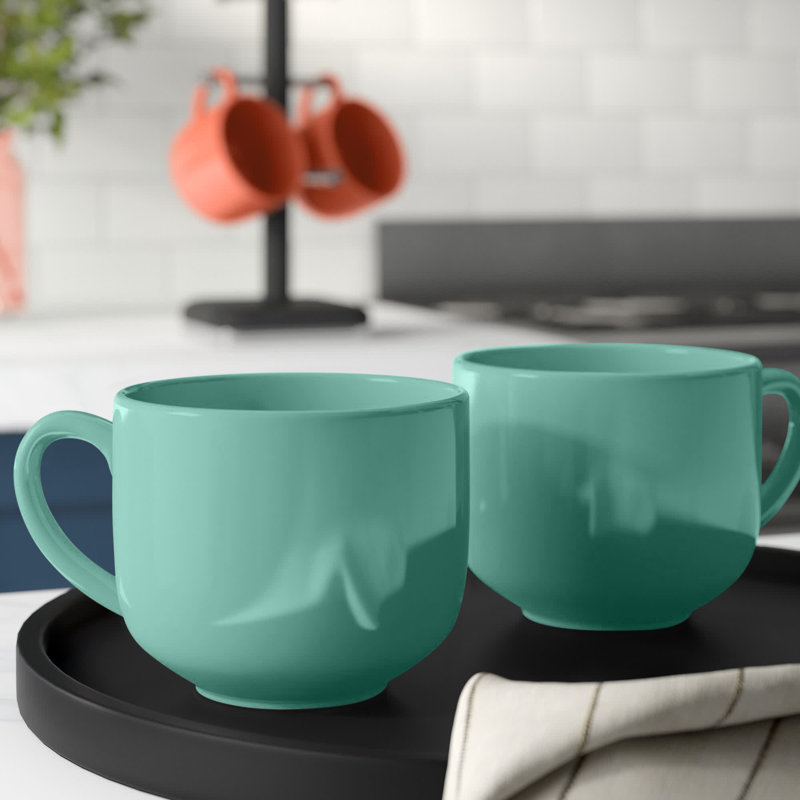 Ensemble de 4 tasses à café Plainfield, Bleu sarcelle