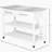 Kitchen Island With Stainless Steel Top, Open Shelves, Drawers, Gray