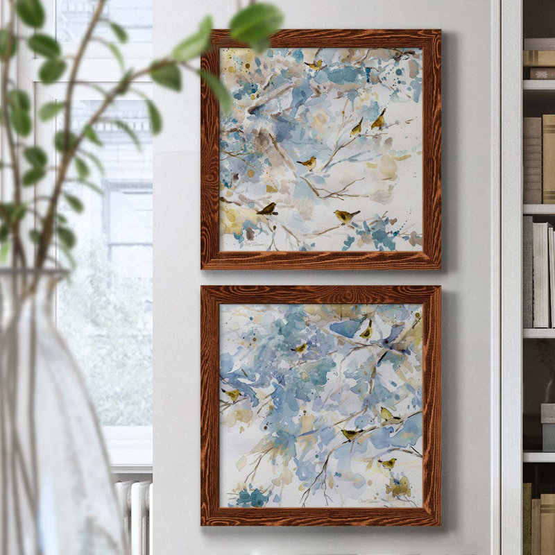 «Topaz Spring I», ensemble de 2 peintures sur toiles, H 40 po x l 20 po x P 1,5 po, Toile encadrée érable