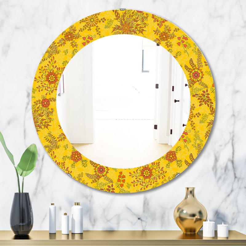 Yellow Moods 2 - Miroir Mid-Century, H 23,6 po x l 23,6 po