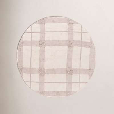 Auguste Beige Washable Hand-Woven Plaid Rug