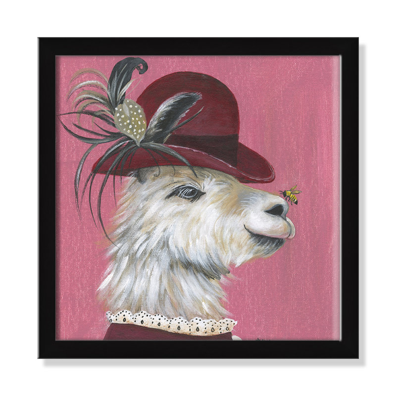 Art sur toile llama, H 10 po x l 10 po x P 0,625 po, Cadre noir