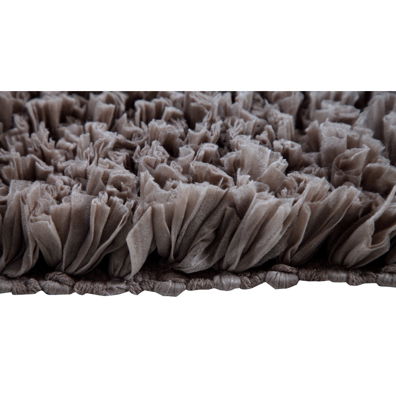 Annalease Cotton Blend Non-Slip Bath Rug, Gray
