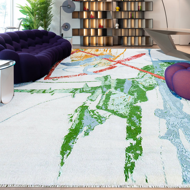 Handmade Silk and Wool Area Rug, Rectangle 8' x 10'