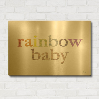 « Bébé arc-en-ciel » de Yass Naffas Designs, décoration murale en métal doré, 91,4 cm x 61 cm