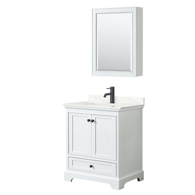 Ensemble de meuble-lavabo simple autoportant 30 po avec plateau en quartz Deborah