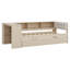 Lit plateforme en bois avec tablettes de rangement, tiroirs, station de charge et tête de lit tapissier-75131514-75131517