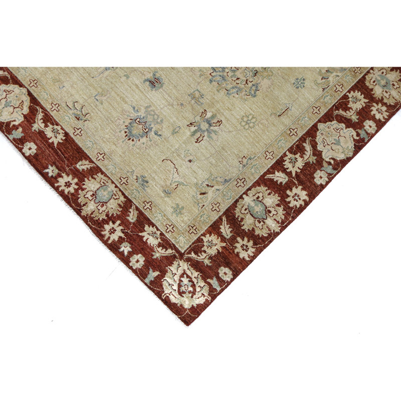 Tapis chameau et rouge noué à la main de haute qualité