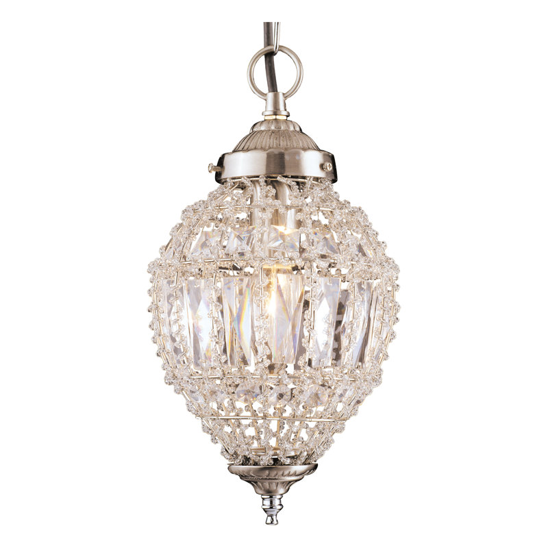 1 - Light Satin Nickel Crystal Pendant
