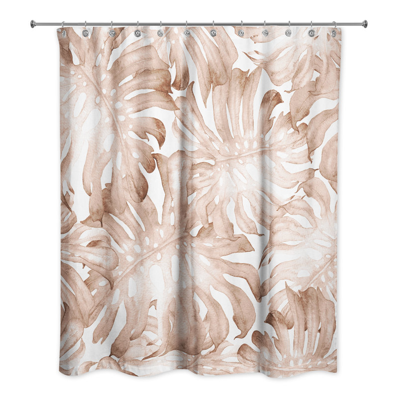 Rideau de douche simple à motif floral coréen, Brun clair