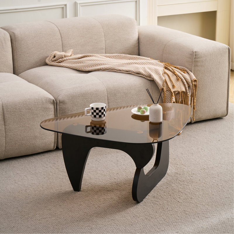 Petite table basse de style campagnard Mid-Century, H 15,74 po x l 43,3 po x P 29,5 po, Brun et noir