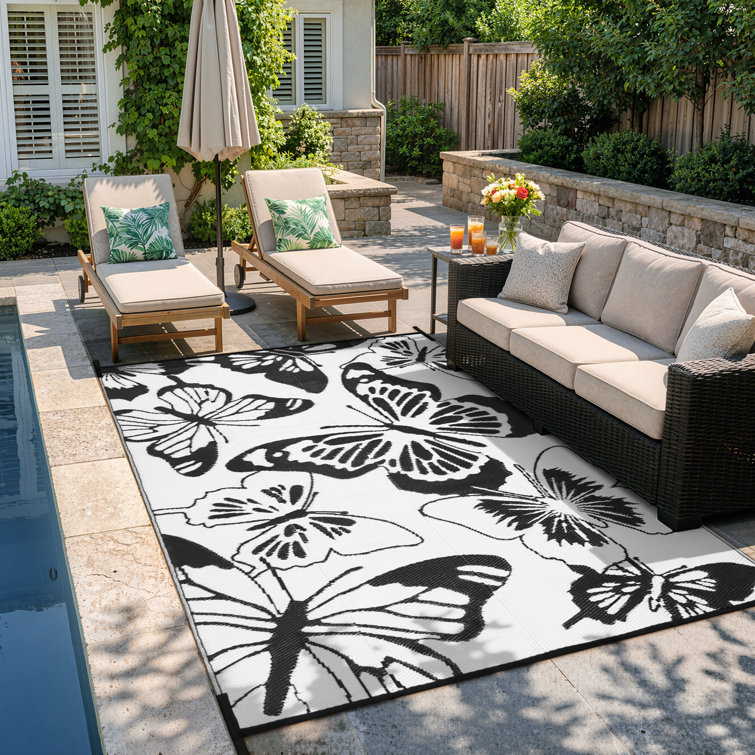 Botho Outdoor Waterproof Insect Area Rugs - Reversible Camping Patio Rv Rug for Outside Portable Lightweight Plastic Straw Carpet for Backyard