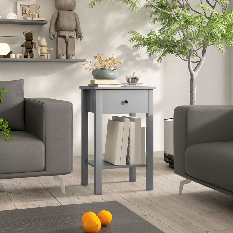 Ensemble de 2 tables d'appoint avec tiroirs et tablette inférieure