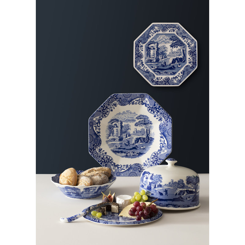 Spode Blue Italian 2 Pc Serving Platter W/Dome
