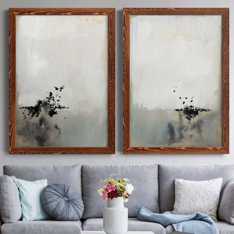 " Passel I " 2 - Pieces, 27.5" H x 37.5" W x 1" D, Maple Framed, No Mat