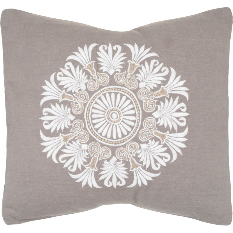 Embroidered Feather Throw Pillow