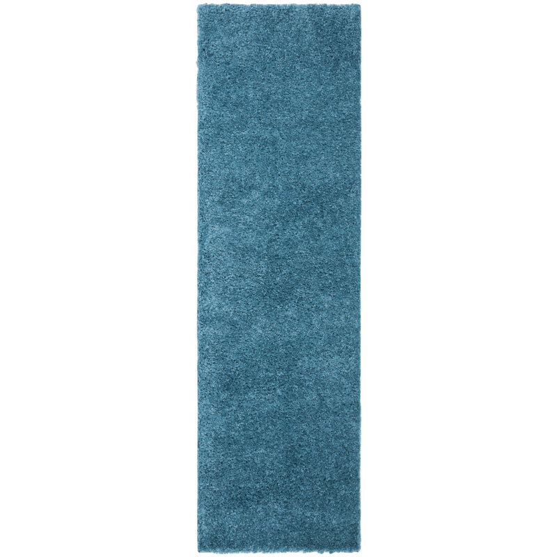 Brittney Performance solid color shag rug, Tapis de couloir 2 pi 3 po x 10 pi, Turquoise
