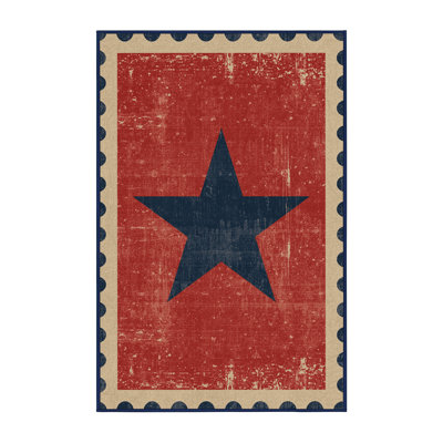 Soft Plush Esser July 4Th Modern & Contemporary Abstract Area Rug in Brown – Navy Binding