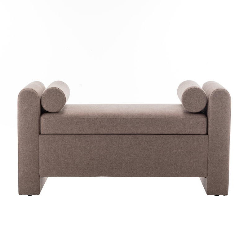 Lataja Polyester Upholstered Storage Bench, Brown, 24" H x 46" W x 19.7" D