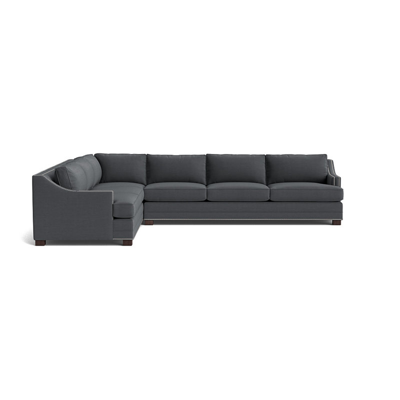 Bras incliné Keaton avec clous sectionnel droit, Nickel brossé, Lin performance - gris anthracite, Café