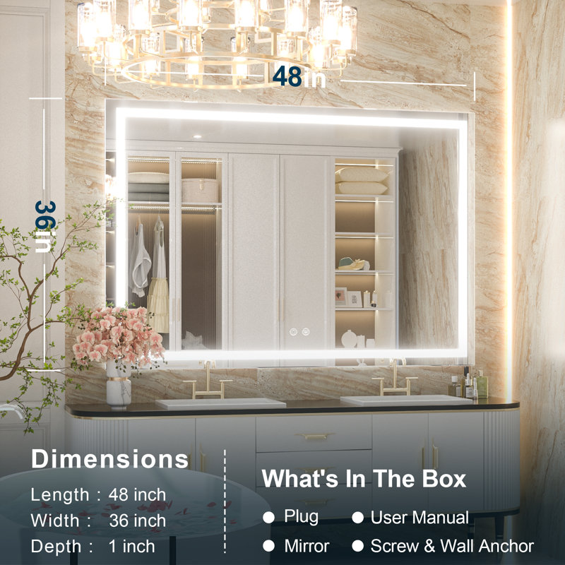 Miroir de salle de bain Martrez, 48 po x 36 po