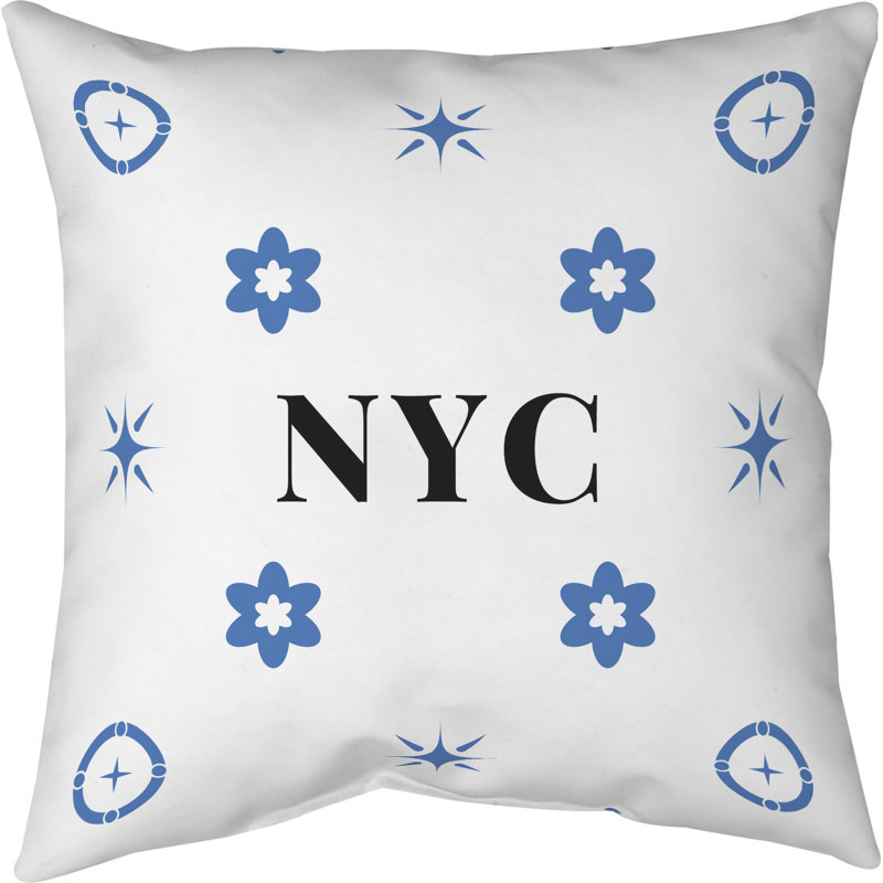New York Basketball Colours Cotton Twill Pillow, New York Blue White, 26 inches x 26 inches, Spun Polyester Pillow