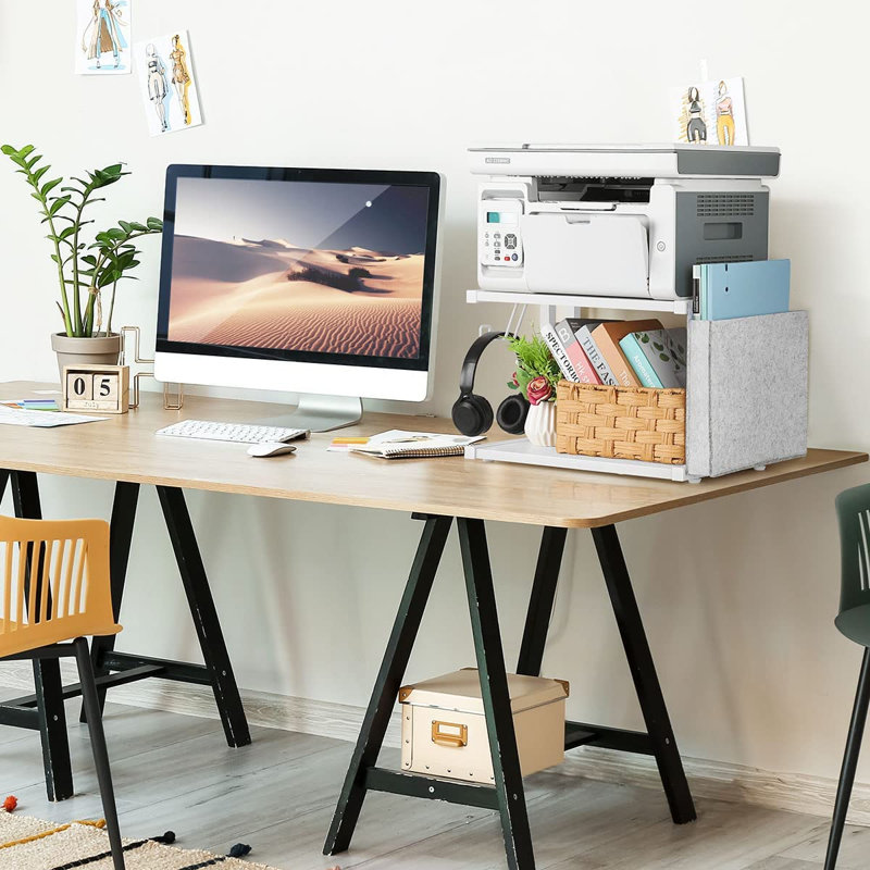17'' W 1 Printer Stand with Wheels, White