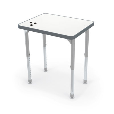 Hierarchy Rectangle Desk Porcelain  Steel Dry Erase Top Platinum Legs