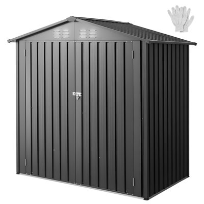 Remise de rangement extérieure en métal 6 x 4 pi avec 4 évents à persiennes gris