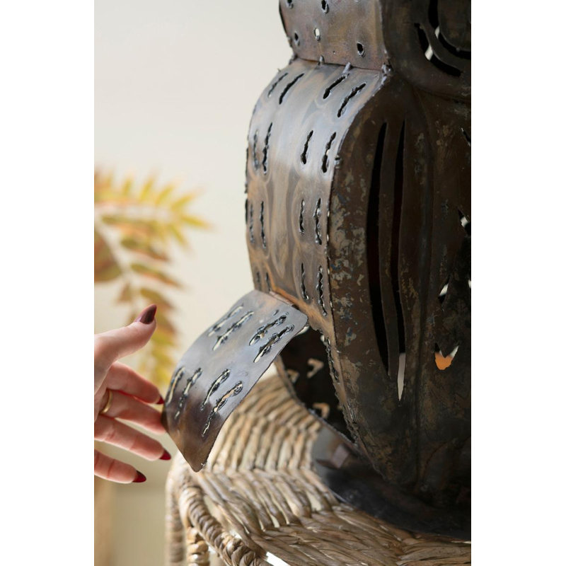 RUSTIC IRON OWL LUMINARY
