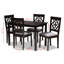 Ensemble de salle à manger en bois massif 5 pièces Lebanon en tissu gris et bois brun, H 37,4 po x l 18,1 po x P 20,3 po-54041771-128768040