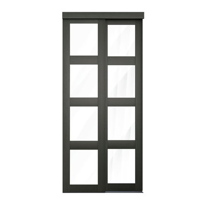 36 po x 80 1/2 po Porte coulissante transparente 4-Lite, gris urbain