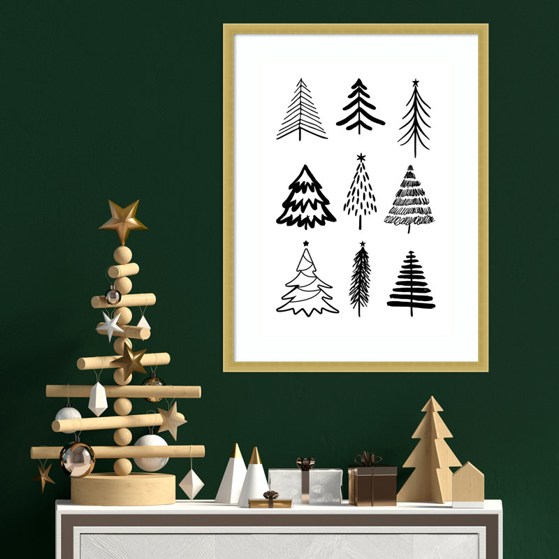 «Christmas Trees 3» par Wood, reproduction d'art encadrée, H 25 po x l 19 po