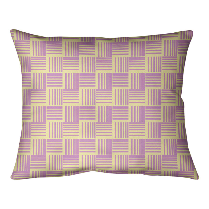 Coussin lombaire à rayures classiques Baskettressées, H 10 po x l 14 po, Duvet/plume, Jaune/rose