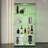 Two-Door  Tawny  Glass Display Cabinet 4 Shelves With Door, Floor Standing Curio Bookshelf For Living Room Bedroom Office,  64.7"*31.7"*14.3"-2028828063