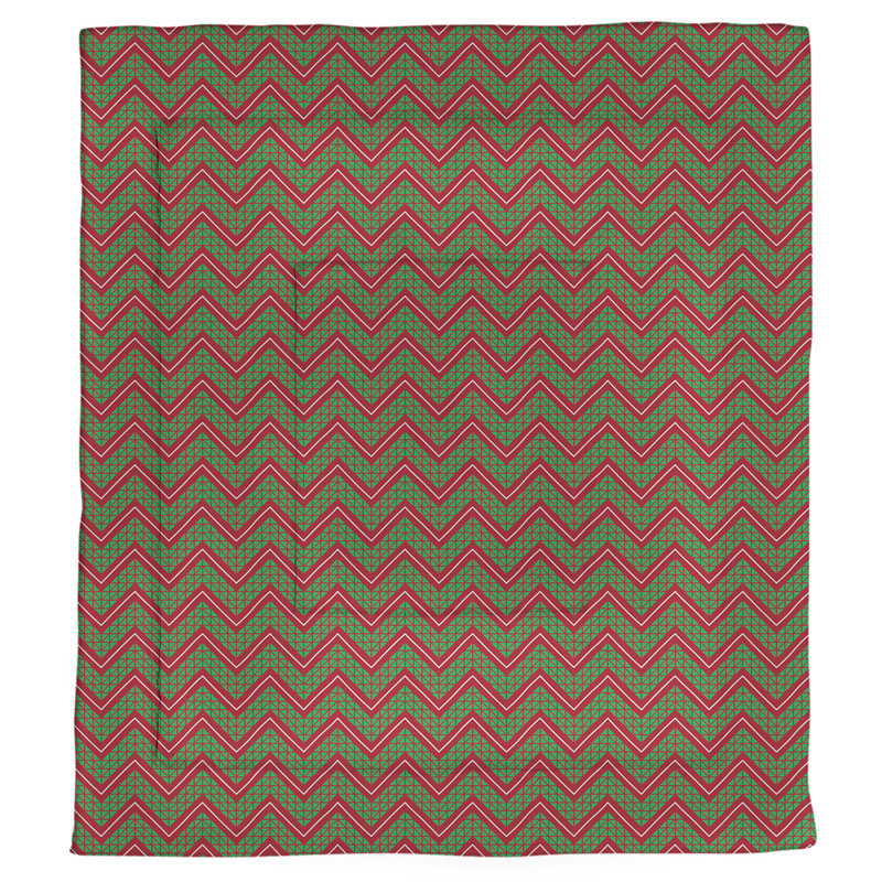 Modern & Contemporary Polyester Baffle Box Stitch Comforter, King Comforter, Green/Red