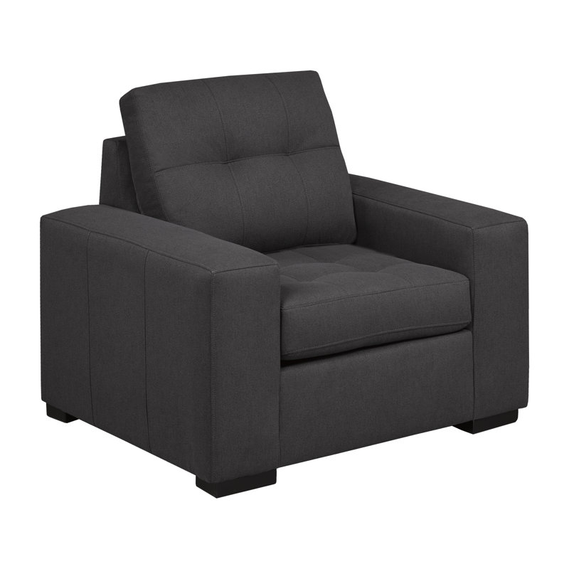 Fauteuil en polyester touffeté de 42 po de largeur, Polyester anthracite