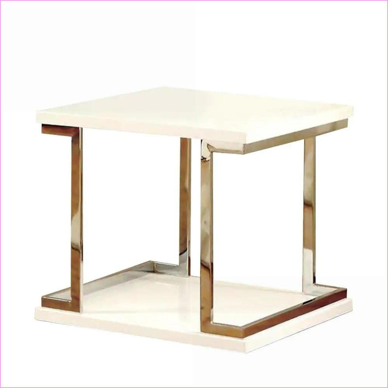 Table basse contemporaine blanche avec cadre chromé Laque haute brillance - facile à nettoyer et amp; Peu encombrant