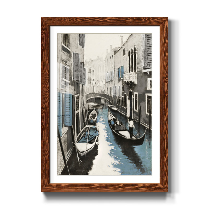 Venise II - reproduction d'art, H 31,5 po x l 23,5 po x P 1,5 po, Papier avec cadre érable, Blanc
