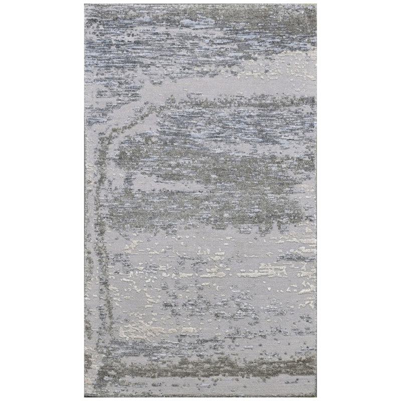 One-of-a-Kind Rectangle 2'11" x 5'1" Area Rug in Silver/Black/Gray/Ivory