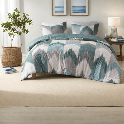 Elegant Aqua Bedding Sets, Polyester Comforter With Hypoallergenic Filling