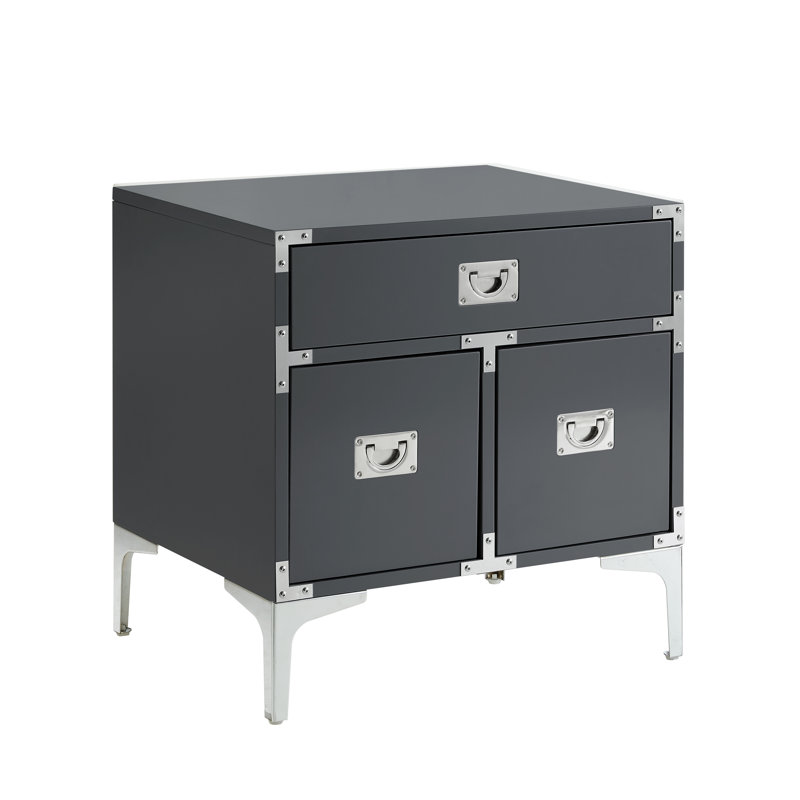 Table d'appoint / table d'appoint / table de chevet en métal laqué, Gris foncé