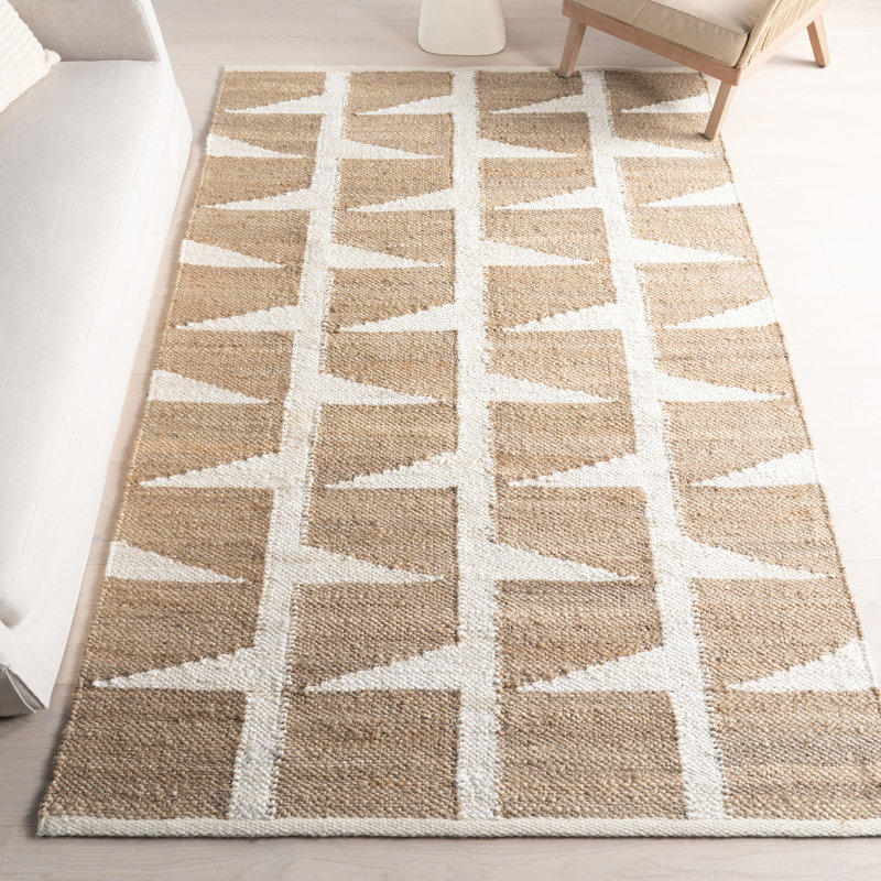 Tapis en jute à motif géométrique Esti, Rectangle 7 pi 6 po x 9 pi 6 po
