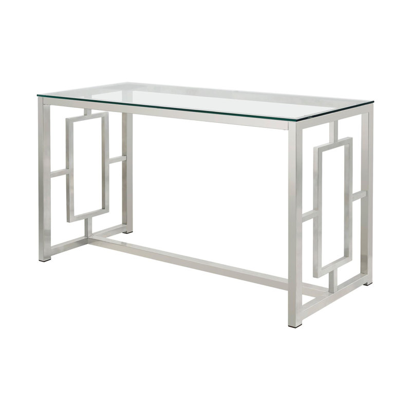 Rectangle Glass Top Sofa Table Nickel