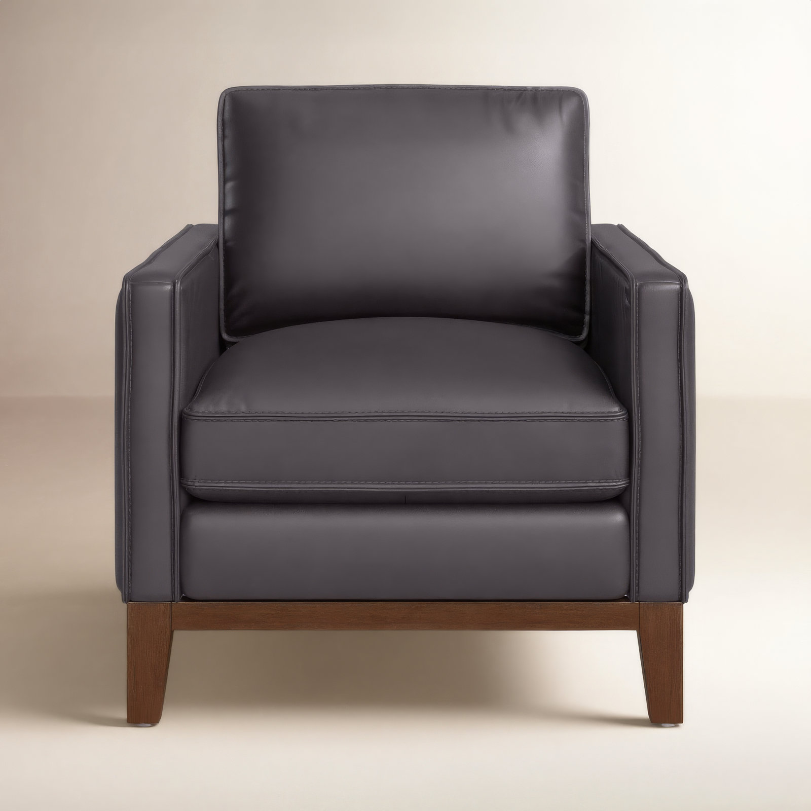 Cascades Genuine Leather Armchair, Gravel Genuine Leather