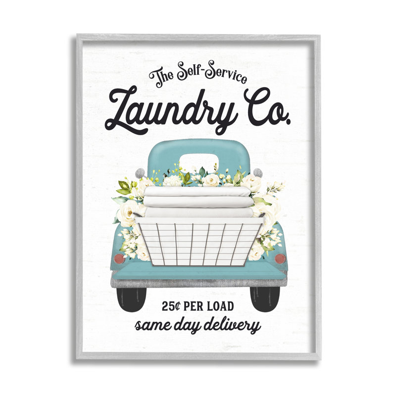 Self Service Laundry Co., L 24 po x H 30 po, Estampe numérique Farmhouse