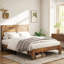 Cadre de lit, cadre de lit plateforme en bois, silencieux, aucun sommier nécessaire et outil d'assemblage facile, grand rangement sous le lit-839403370