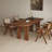 Nut-brown Half-circle Solid Wood Dining Table-124409253