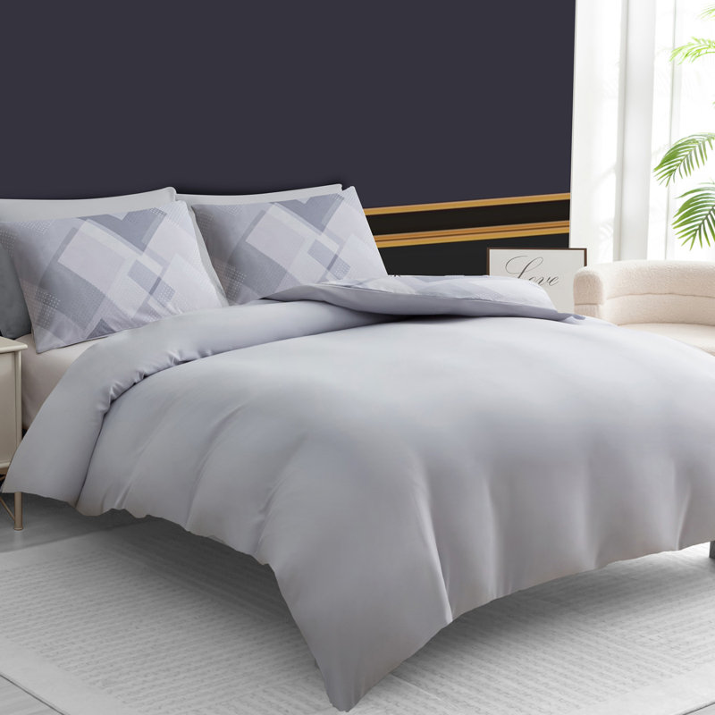 Premium Duvet Cover Set Double Brushed Microfiber Reversible With Zipper Closure & Corner Ties