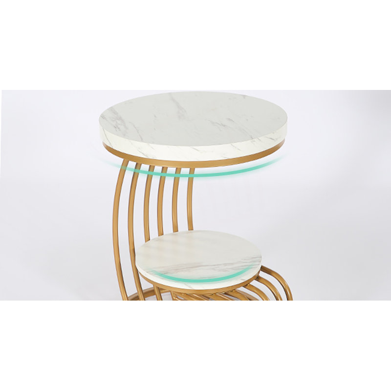 Table de bout ronde moderne avec rangement à 2 niveaux